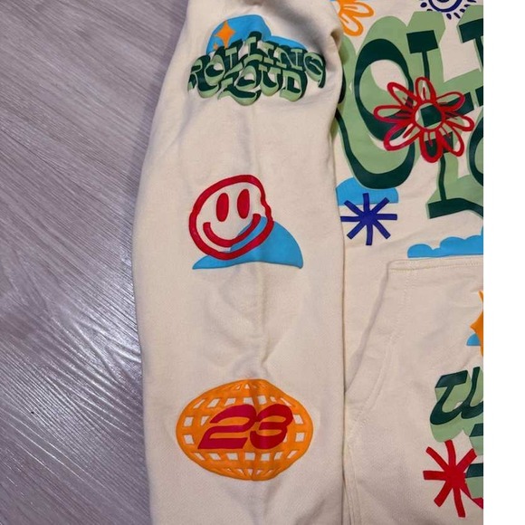Rolling Loud World Tour Graphic Hoodie Cream Size L Festival Streetwear - Picture 9 of 14